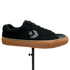 Converse Mens Suede Skate Sneakers Size 10 Black Gum Sole Sport Casual Lace up